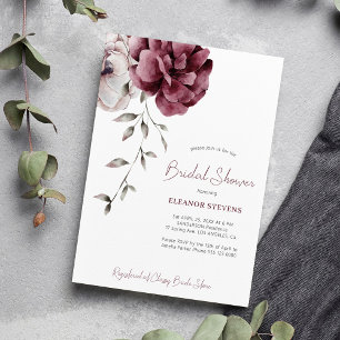 Fall burgundy floral elegant bridal shower invitation