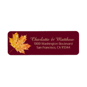 Fall Burgundy Gold Feuilles Adresse de retour