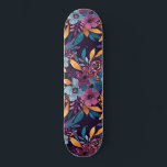 Fall Burgundy Navy Mustard Watercolor Flowers Art Skateboard<br><div class="desc">This elegant and artsy pattern is perfect for the trendy and stylish woman. It features a hand-painted berry burgundy red, navy blue, mustard yellow, emerald green, and classic blue watercolor fall and autumn, flowers and leaves bouquet pattern on top of a simple purple burgundy background. It's an artistic, modern, country,...</div>