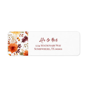 Fall Burgundy Orange Floral Rustic Mariage Adresse