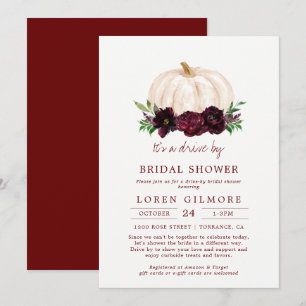 Fall Burgundy Pumpkin Drive By Bridal Shower Invitation