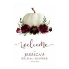 Fall Burgundy Pumpkin Shower Welcome Sign