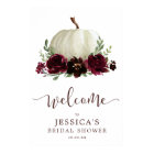Fall Burgundy Pumpkin Shower Welcome Sign