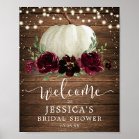 Fall Burgundy Pumpkin Wood Shower Welcome Sign