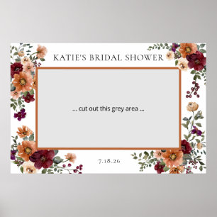 Fall Burgundy Terracotta Floral Photo Booth Poster