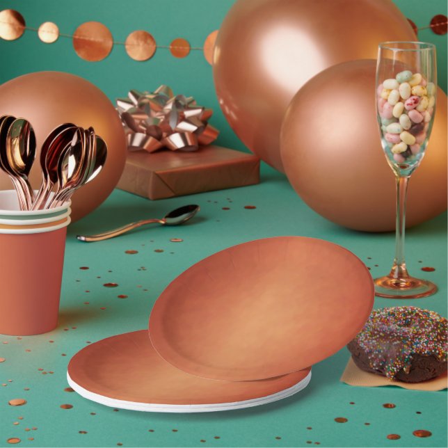 Fall Burnt Copper Wedding Paper Plate (Multi)
