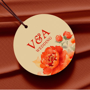 Fall Burnt Orange Floral Wedding  Favour Tags