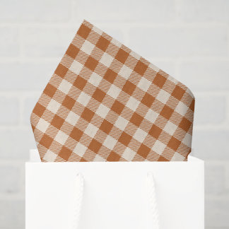 Fall Burnt Orange Gingham Pattern Autumn Plaid Tissue Paper