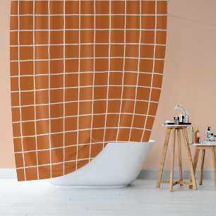 Fall Burnt Orange Grid Chequered Autumn Terracotta