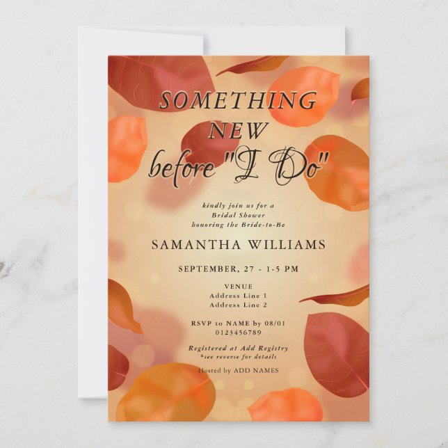 Fall Burnt Orange Something New Boho Bridal Shower Invitation (Front)