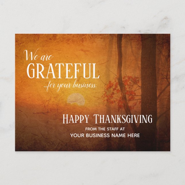 Fall Business Thanksgiving Postcards - Grateful (Front)