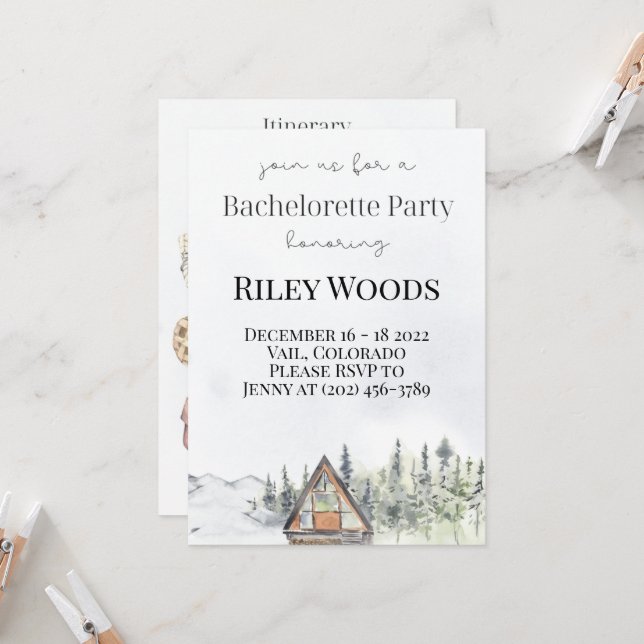 Fall Cabin & Pumpkins Bachelorette Invitation (Front/Back In Situ)