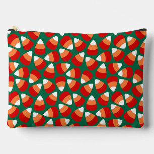 Fall Candy Corn on Green Halloween Accessory Pouch