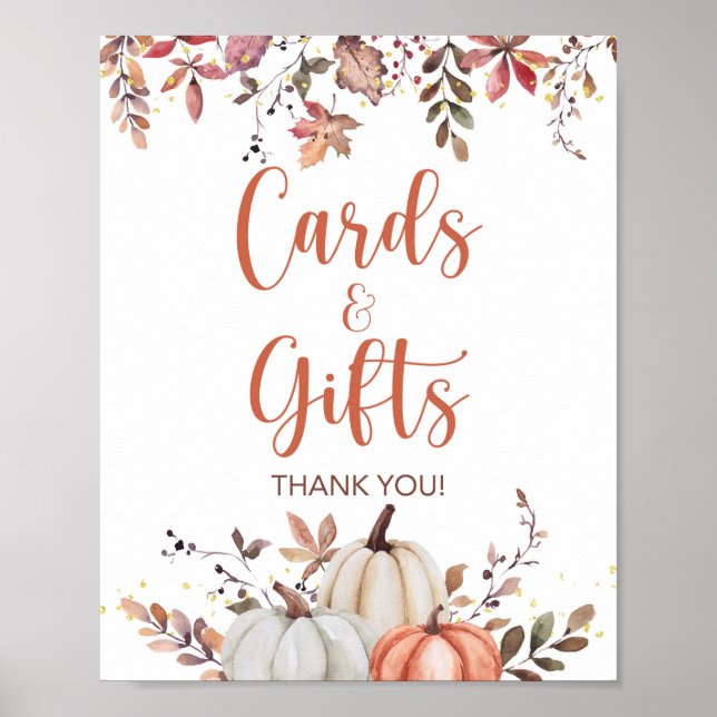 Fall Cards & Gifts Pumpkin Shower Party Sign (Front)