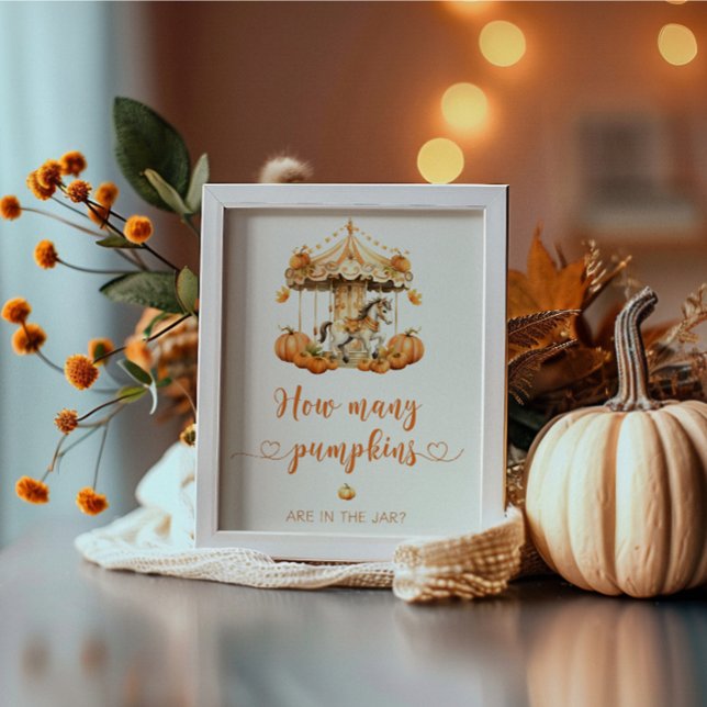 Fall Carousel guess how many pumpkins baby shower Poster (Creator Uploaded)