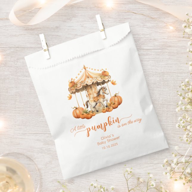 Fall Carousel pumpkin is on the way take a treat Favour Bag (Clipped)
