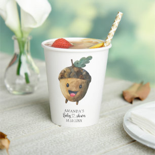 Fall cartoon acorn Baby Shower Paper Cups