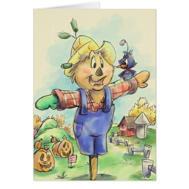 Fall cartoon scarecrow card (Front)