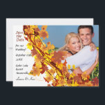 Fall Cascade Save the Date Announcement<br><div class="desc">A seasonal cascading garland, photo, save the date announcement with a burst of fall colours. A wonderful design for a September, October or November affair. The announcement is easy to customize with your wording, font, font colour and choice of six paper types. Not exactly what you're looking for? All our...</div>
