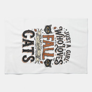 Fall Cat Lover Vintage Halloween Shirt Design_1 Kitchen Towel