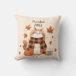 Fall Cat Throw Pillow – Cozy Autumn Decor