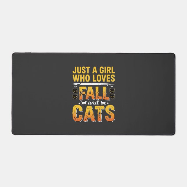 Fall Cats Girl Halloween Design_1 Desk Mat (Front)