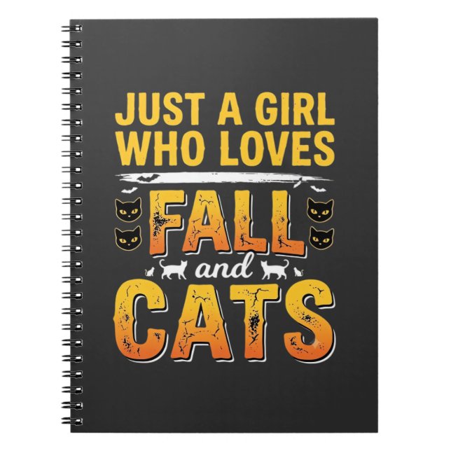 Fall Cats Girl Halloween Design_1 Notebook (Front)