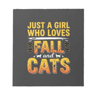 Fall Cats Girl Halloween Design_1 Notepad