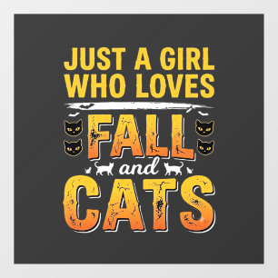 Fall Cats Girl Halloween Design_1 Window Cling