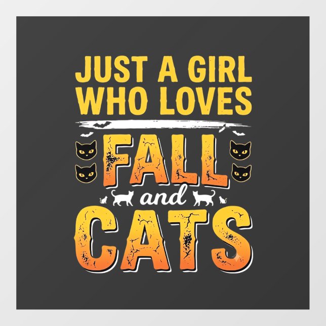 Fall Cats Girl Halloween Design_1 Window Cling (Sheet)