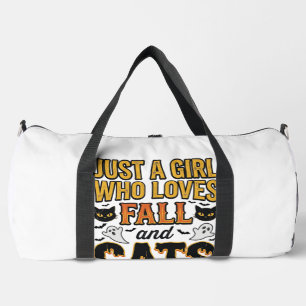 Fall Cats Halloween Girl Vintage Graphic Design_1 Duffle Bag