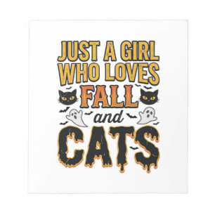 Fall Cats Halloween Girl Vintage Graphic Design_1 Notepad