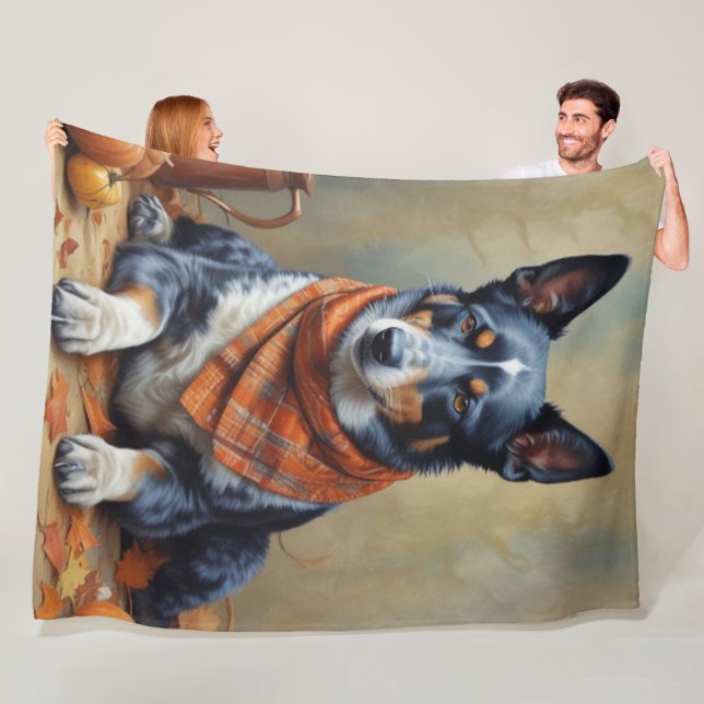 Fall Cattle Dog Fleece Blanket (In Situ)