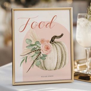 Fall Celebration Pumpkin Pink Food Table Sign