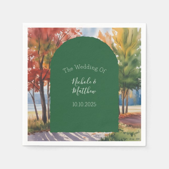 Fall Changing of the Leaves Wedding Napkin (Front)