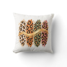 Fall Cheetah Print Throw Pillow with Gold Accents