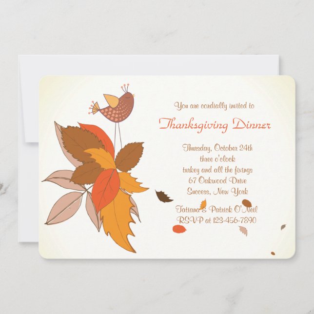 Fall Chick Thanksgiving Dinner Invitation (Front)