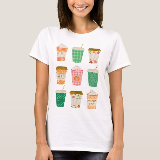 Fall Coffee Cups | Autumn Pumpkin Spice Latte  T-Shirt (Front)