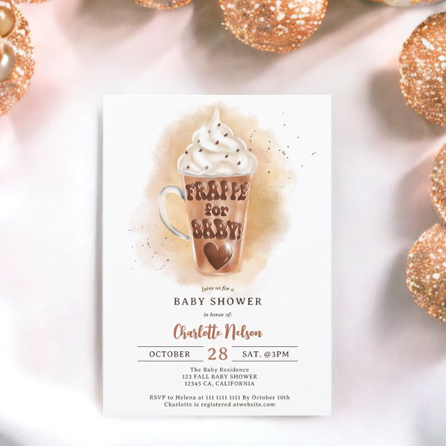 Fall coffee illustration watercolor baby shower invitation (Fall coffee illustration watercolor baby shower invitation)