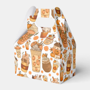 Fall Coffee Latte Pumpkin Pattern Favor Box