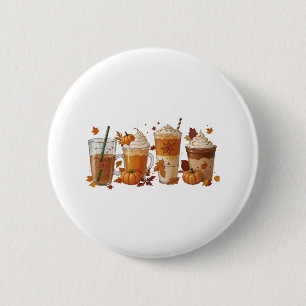 Fall Coffee Pumpkin 2 Inch Round Button