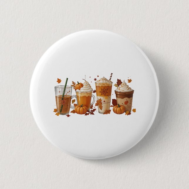 Fall Coffee Pumpkin 2 Inch Round Button (Front)