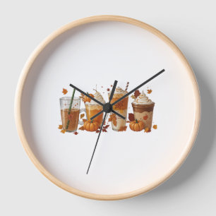 Fall Coffee Pumpkin Clock