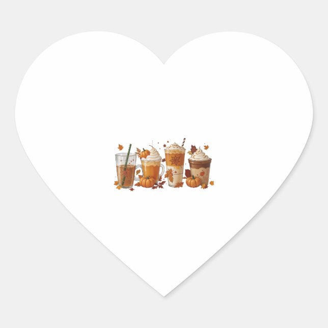 Fall Coffee Pumpkin Heart Sticker (Front)