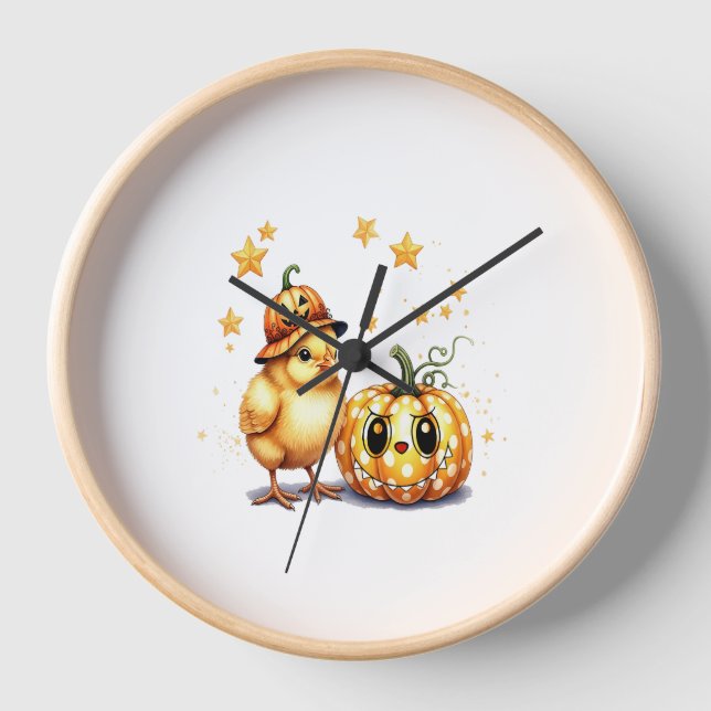 Fall Coffee pumpkin Mug with cat Clock (Front)