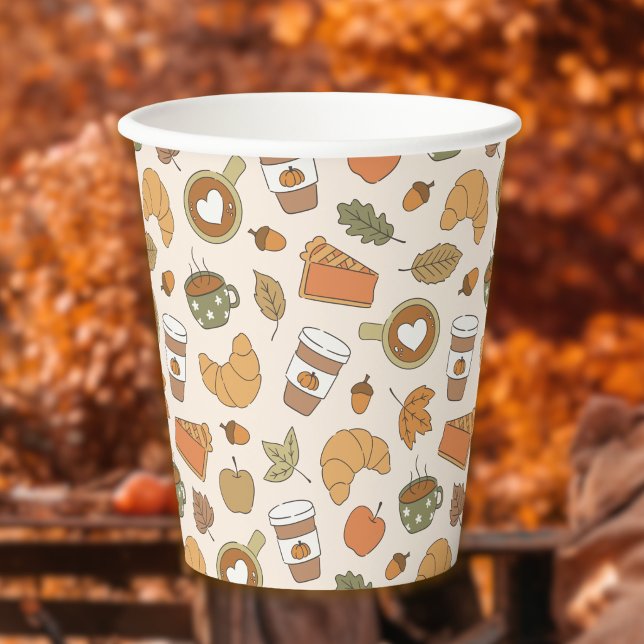 Fall Coffee Pumpkin Spice Autumn Party Bakery Paper Cups (Creator Uploaded)