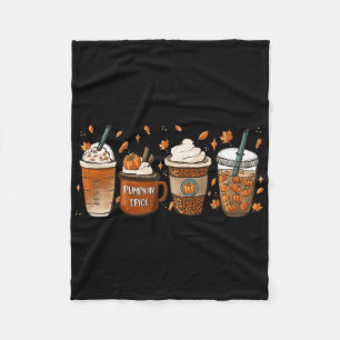 Fall Coffee Pumpkin Spice Junkie Latte Autumn Coff Fleece Blanket