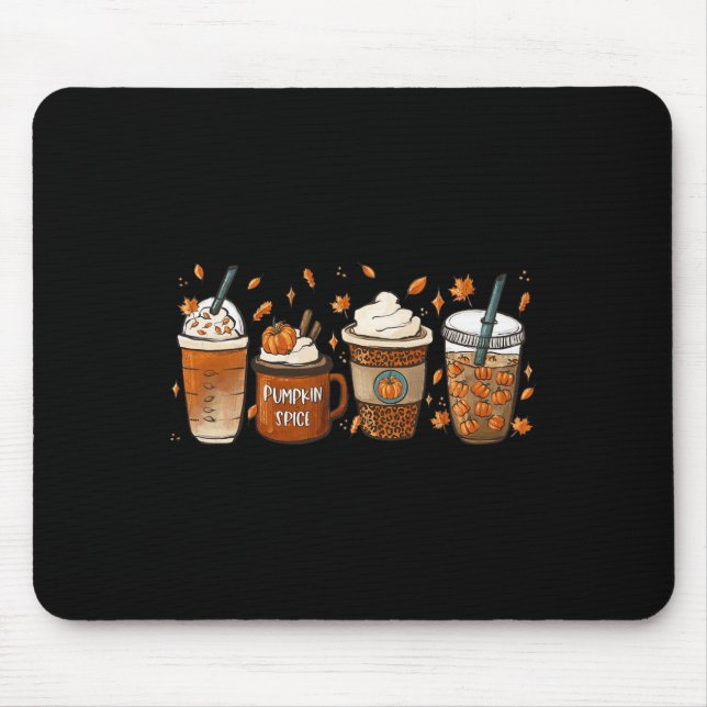 Fall Coffee Pumpkin Spice Junkie Latte Autumn Coff Mouse Pad (Front)