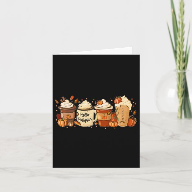 Fall Coffee Pumpkin Spice Latte Drinks Autumn Than Card (Front)