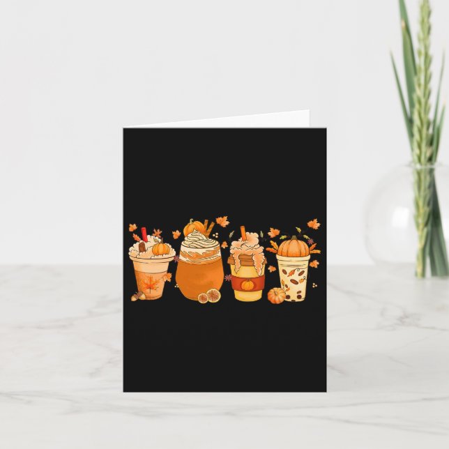 Fall Coffee Pumpkin Spice Latte Drinks Autumn Than Card (Front)